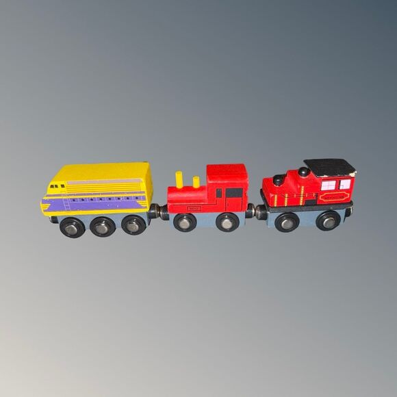 Set of 8 Magnetic Wooden Railway Trains Engines & Cars A25 - Picture 2 of 16